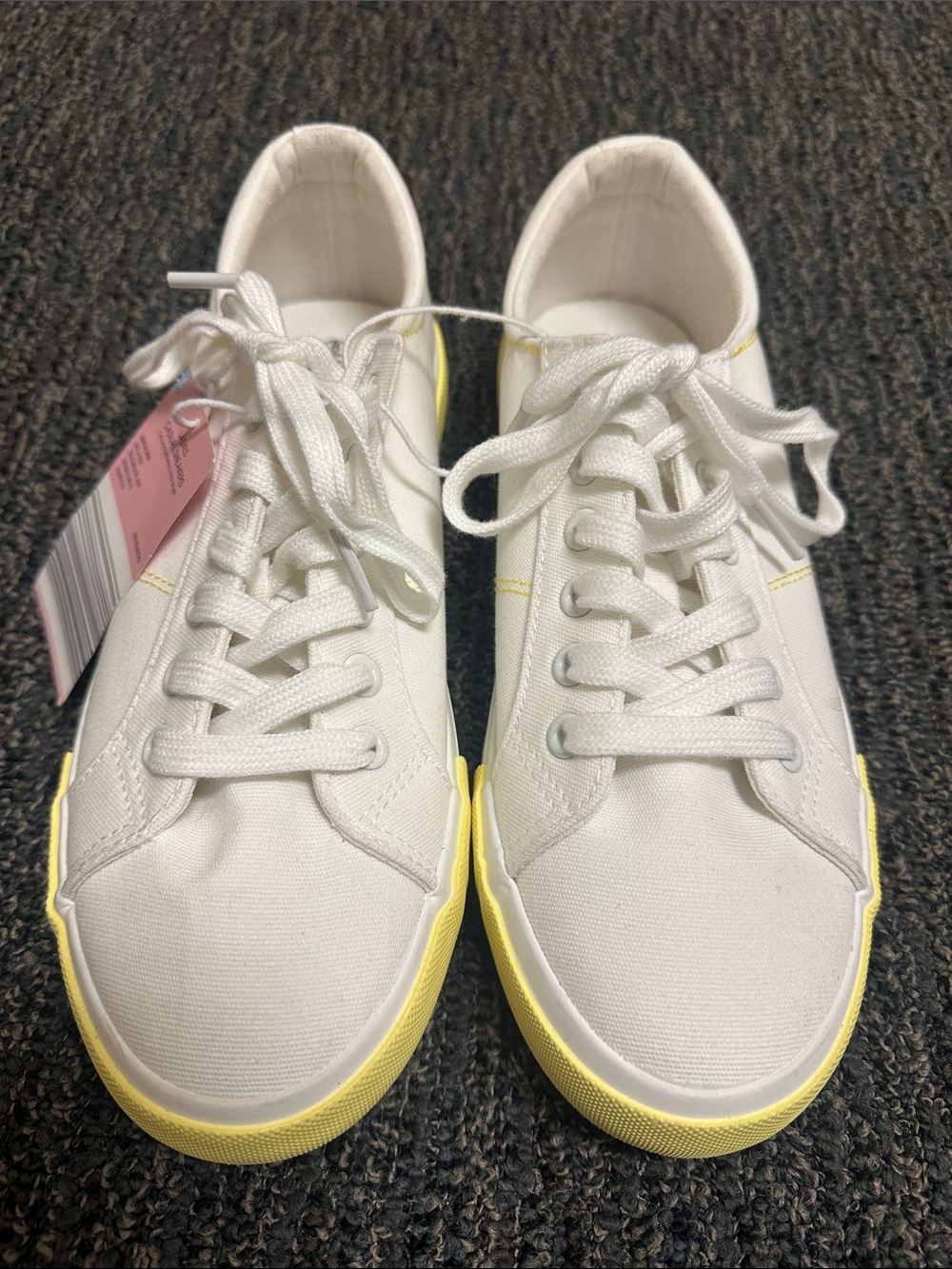 Serra White Canvas Sneakers with Yellow Trim
